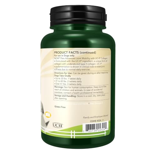 Image of Now Pets, UC-II Advanced Joint Mobility for Dogs and Cats, Veterinarian formulated, Help Maintain Cartilage and Connective Tissue*, Tablets (60 Grams), 60 Chewables (Pack of 12)