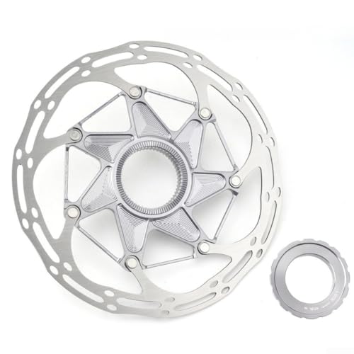 Disque de verrouillage central léger pour rotor pour vélo de montagne et de route, alliage d'aluminium haute résistance et acier, design aileron de refroidissement, 160 mm gris (gris, 140 mm)