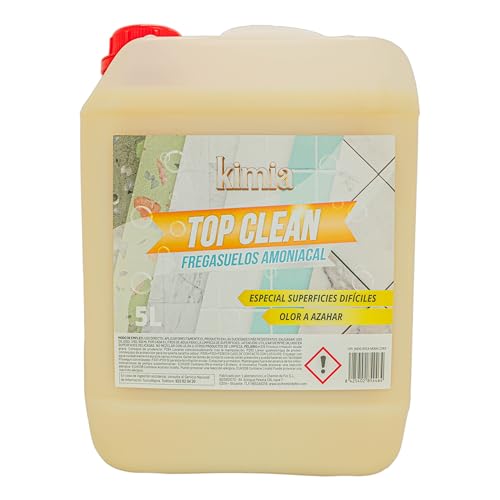 KIMIA - Fregasuelos Top Clean Amoniacal 5L | Fregasuelos Perfumado para Hogar | Limpiador de Suelo | Limpieza Profunda | Aroma a Azahar | Fragancia Fresca y Duradera | Líquido Multiusos