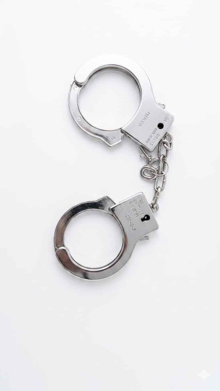 Peerless Stainless Steel Handcuff with Chain Link | Heavy Duty Silver Police Style Restraint Cuffs | Durable Double Lock Security Handcuffs | Professional Tactical Training Equipment Made in USA-image-46