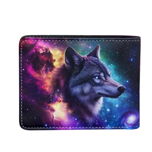 Image of Coldinair Stellar Galaxy Wallet for Teen Boys Kids Purse Wallets Wolf Leather Kids Boys Bifold Wallet for Children Teenager