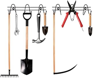 ARSUK Garden Tool Storage Rack, Wall Mounted Double Hook Organizer for Shed 44 x 13.7 x 8 cm, 1070gm (Black)