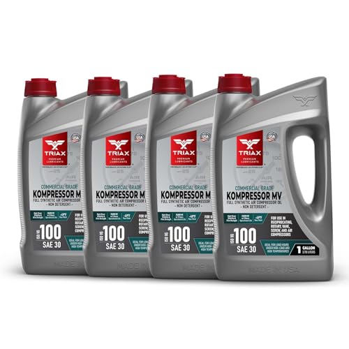 TRIAX Kompressor MV 100 / SAE 30 - Aceite de compresor de aire totalmente sintético, multivisibilidad, grado comercial, para rotación, paleta, tornillo y recíproco, alta temperatura, 20.000 horas de