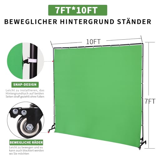 Écran vert avec roues et cadre mobile en polyester pour studio photo