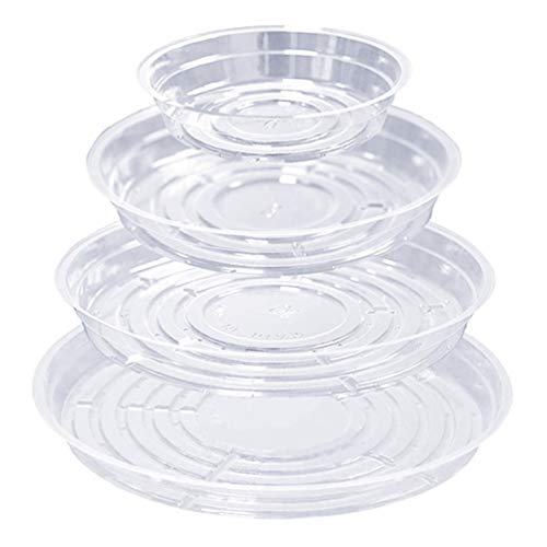 24 Pack Plant Saucer, Clear Plastic Plant Pot Saucer, Made of Thicker, Stronger Plastic, with Unique Design, Durable Flower Plant Tray for Indoor and Outdoor Plants(4 Size, 6/8/10/12 Inch) by CAROSE - Used condition - CA$21.60