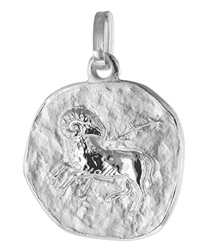 trendor Sternzeichen Widder 333 Weißgold Ø 16 mm Anhänger Tierkreiszeichen für Damen und Herren, Schmuck Echtgold, Geschenkidee 75932-04