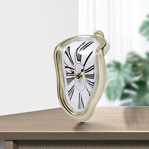 Melting Clock Salvador Dali Clock Creative Clock Fashion Clock Shelf Desk Table Clock Personality Clock Funny Clock Gift Clock For Modern Decorative Home Living Room Kitchen Office Rome Gold #TOP5