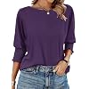 IECCP 3/4 Length Sleeve Womens Tops Summer 2026 Fashion Trendy Boat Crew Neck Smocked Work Dressy Casual T Shirt Blouses
