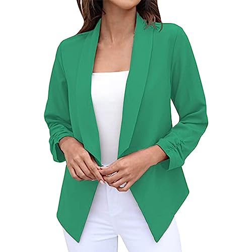 Chaqueta de Traje Americana Mujer Profesional Informal de Manga Larga para Mujer Sin Arrugas (Green, S)