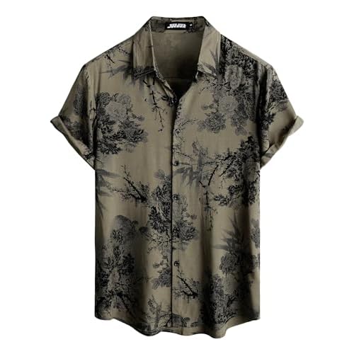 Mens Hawaiian Shirt Short Sleeve Button Down Tropical Shirts Casual Floral Summer Beach Shirt