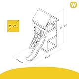 Wickey Spielturm DinkyHouse ohne Schaukelanbau - pastellgrüne Rutsche & Plane - Kinder Kletterturm für den Garten aus Massivholz - 219x114x247 cm - 4