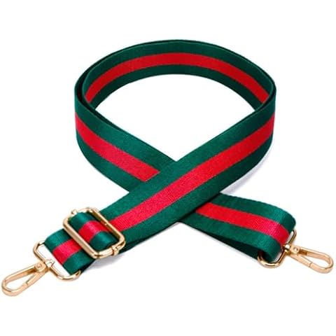 Conworld Purse Strap Replacement Crossbody for Handbag, 1.5" Golden Buckle Green & Red Christmas Purse Strap for Women, Adjustable Bag Straps Replacement Cover