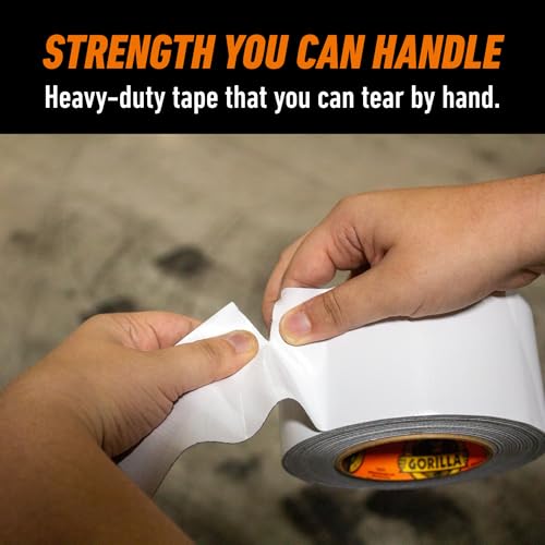 Image of Gorilla Tape Tough & Wide, White Tape, 2.88 inch x 25 yd (Pack of 1) - Heavy Duty and Weather Resistant for Indoor or Outdoor