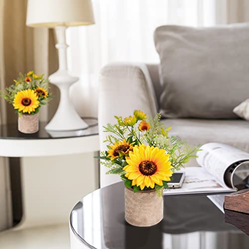 Wxboom Artificial Sunflowers 3Pcs Potted Plants Yellow Fake Flowers In Pot For Home Kitchen Bathroom Shelf Rustic Table Centerpiece Decor #TOP3