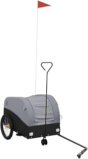 Remolque para bicicleta de hierro y tela Oxford, 30 kg, color negro y gris, resistente y duradero para paseos en bicicleta seguros