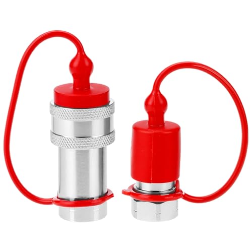 Image of QWORK Hydraulic Quick Connect Couplers, Set of 2, 3 /8 inch NPT Thread and 3 /8 inch ISO Body, 4,000 PSI, 12.15 GPM Maximum Flow, Hardened Steel with Dust Caps