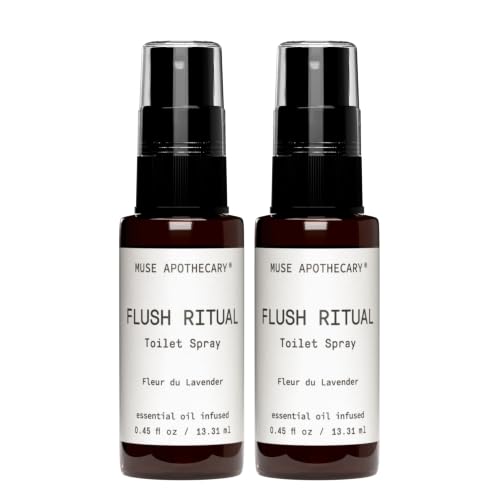 Muse Apothecary Flush Ritual - Aromatic &amp; Refreshing Toilet Spray, Use Before You Go, Infused with Natural Essential Oils - Fleur du Lavender - Travel Size Mini Collection, 0.45 oz, 2 Pack