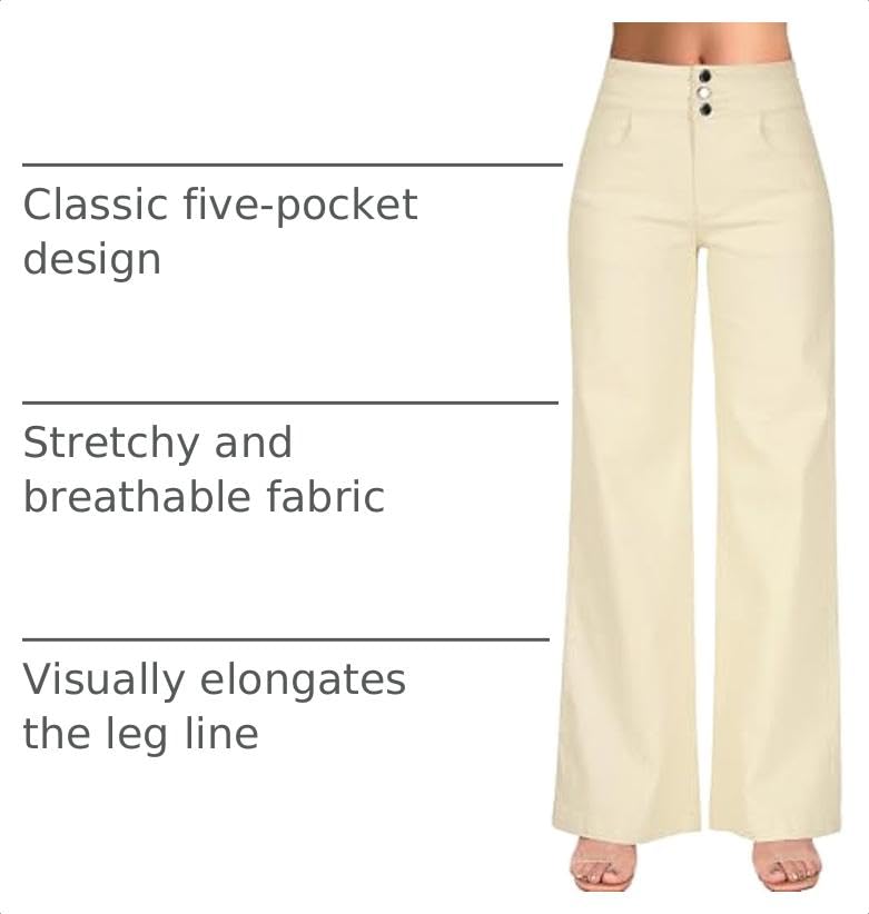 Image of roswear Women's Wide Leg Jeans Casual High Waisted Stretch Baggy Loose Denim Pants