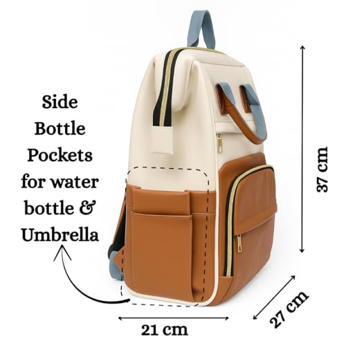 Image of Tip 'n' Top Baby Diaper Bag Backpack for Moms & Dads | Multi-Function Waterproof Baby Bag | Large Capacity with Insulated Pockets | Stylish Maternity Backpack for Travel & Daily Use (Brown and Cream)