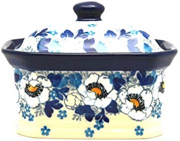 Polish Pottery Cake Box - Small - White Poppy