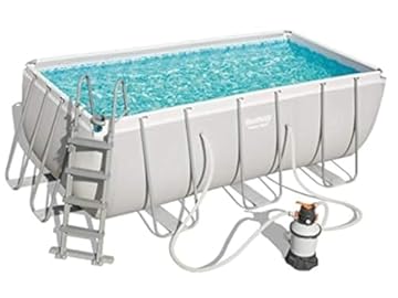 Bestway 56457-2 Set Piscina Fuori Terra Power Steel Rettangolare da 412x201x122 cm