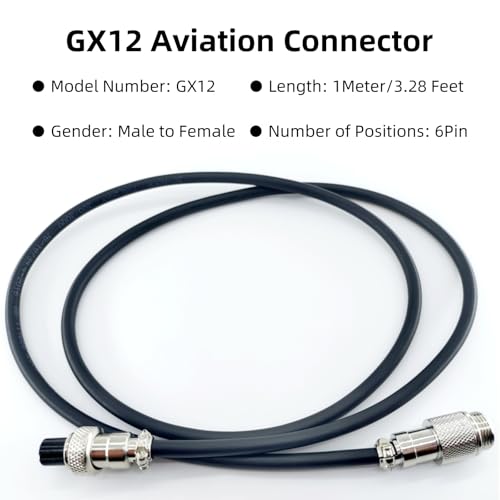Cable conector aviación GX12 6 pines macho a hembra 1 m miniatura 2