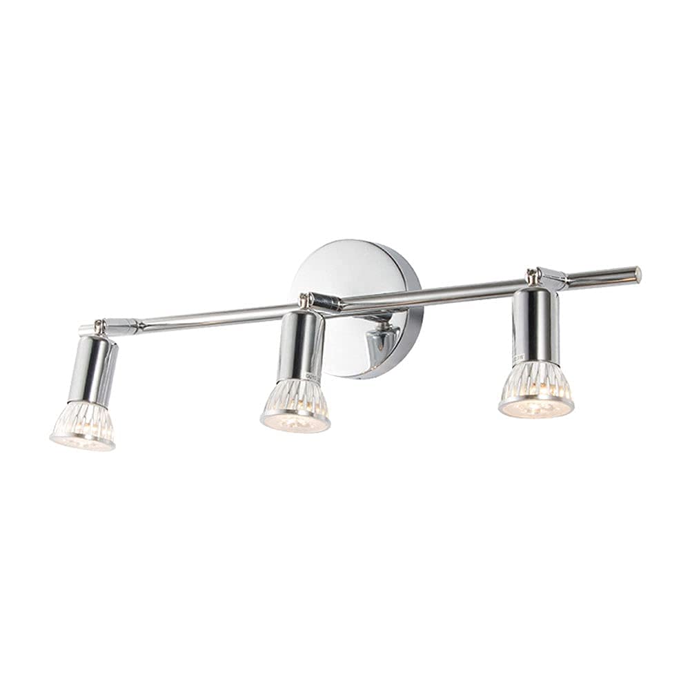 Lámpara de pared de 3 focos giratorios cromados para techo y espejo