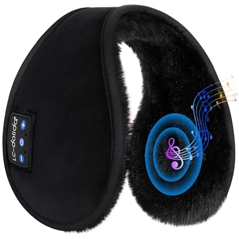 LC-dolida Bluetooth Earmuffs for Winter Women Men, Ear Warmers Headphones Ear Muffs Fluffy with Music HD Speakers Calling for Outdoor Winter Running Cycling Camping, Ice Fishing Skating, Walking Dog Cover