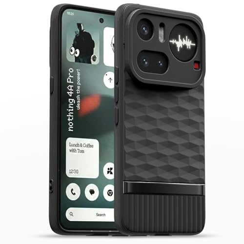 Image of Pikkme Back Cover for Nothing Phone 4a Pro 5G Camera Protection 3D Hexa Cube Design Silicone Protective Bumper Case (Black)