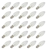 25 Pack C9 Clear Blinking Replacement Bulbs for Christmas Lights, E17 C9 Intermediate Base, Random...