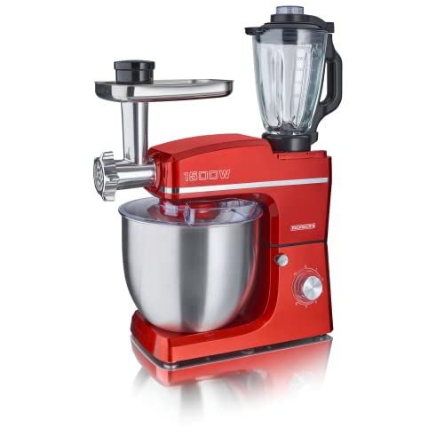 HEINRICHS 3 in 1 Universal Küchenmaschine, Küchengerät 1500W, 6 Geschwindigkeitsstufen, Multifunktionale Knetmaschine mit Fleischwolf, 1.5L Mixerbehälter, XXXL 10L Edelstahlschüssel (Rot) HEINRICHS 3 in 1 Universal Küchenmaschine, Küchengerät 1500W, 6 Geschwindigkeitsstufen, Multifunktionale Knetmaschine mit Fleischwolf, 1.5L Mixerbehälter, XXXL 10L Edelstahlschüssel (Rot)