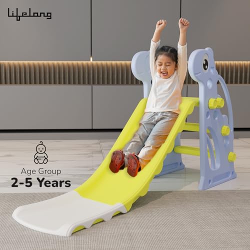 Image of Lifelong Cuppy Slide for Kids (2-4 Years) | Compact Indoor & Outdoor Baby | Durable Plastic & Rounded Edges Slide with Anti-Slip Steps | Stable Design & Easy Assembly Smooth Slider for Toddlers