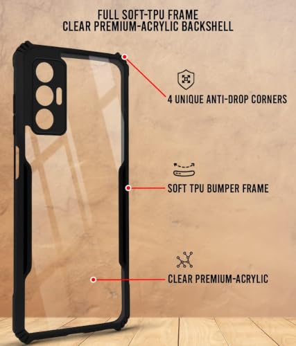 Image of Jkobi Hybrid Back Cover Case for Tecno Pova 3 (Shockproof with Polycarbonate Clear Panel | Professional Black)