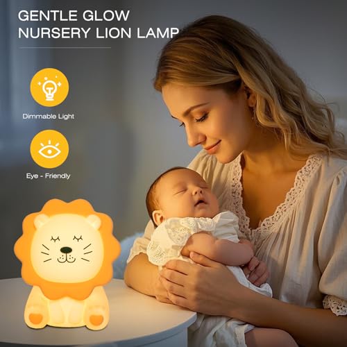 Kids Night Light Lion Nightlight for Toddler Boys Girls 7 Color Dimmable Nursery Lights Bedside Rechargeable Lamp, Silicone Squishy Baby Kids Touch Anti-glare Lamp Bedroom Jungle Animal Night Light - Cosy Home Interiors Kids Night Light Lion Nightlight for Toddler Boys Girls 7 Color Dimmable Nursery Lights Bedside Rechargeable Lamp, Silicone Squishy Baby Kids Touch Anti-glare Lamp Bedroom Jungle Animal Night Light - Image 2