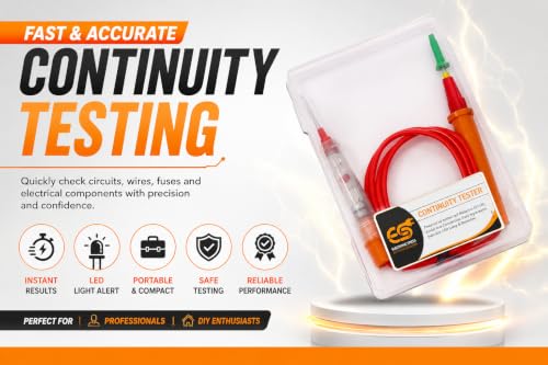 Image of Electronic Spices CT-103 Continuity Tester with Indicator Light, Test Leads, Long Probe for Continuity Car Voltage
