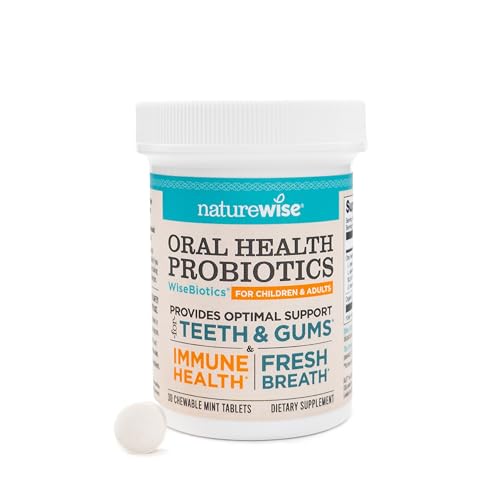 Image of NatureWise Oral Probiotics for Mouth Bad Breath - Chewable Sugar-Free Mint - Lactobacillus reuteri Chewable - Oral Probiotics for Kids & Adults - Non-GMO USA Manufactured - 30 Count[30-Day Supply]