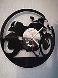  WANDUHR AUS VINYL SCHALLPLATTENUHR MIT MOTORRADMOTIV UPCYCLING DESIGN UHR WAND-DEKO VINTAGE-UHR WAND-DEKORATION RETRO-UHR MADE IN Germany - CAFE RACER