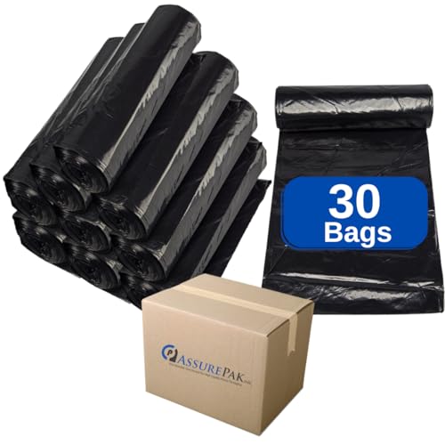55 Gallons Extra Large Contractor Bags, Black Trash Bags for Home, Kitchen and Retail, 5 Bags/6 Rolls, Coreless, 36