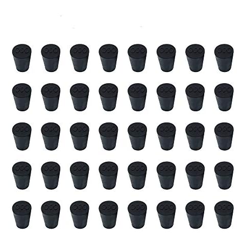 40 Pieces (Same Size) Very Small Solid Rubber Stoppers - Size #000-13mm (0.51in) x 8mm (0.31in) - 17mm (0.66in) Long - Black Lab Plug Cover