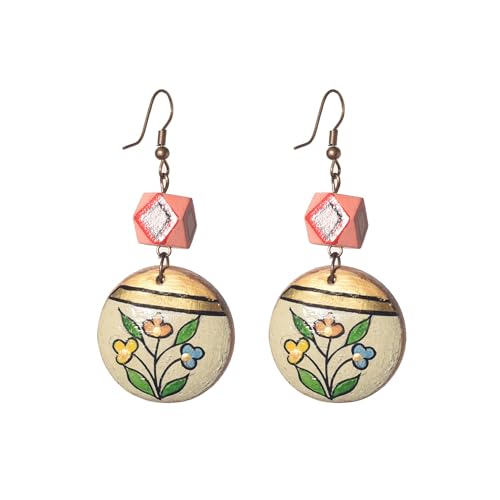 Image of Handcrafted Artistic & Tribal Earrings Collection for Women - Bohemian, Floral, Wooden & Ethnic Statement and Stud Designs