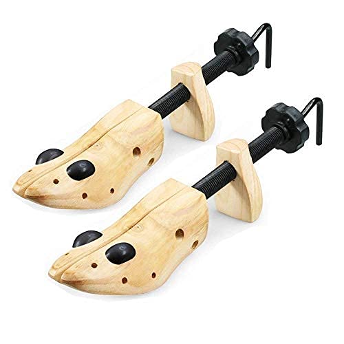 Echodo Pair of 2 Way Wood Shoe Trees for Men Shoe Stretcher Adjustable Unisex Shaper for Shoe Large Size for Men and Women, Women's Size 10 to 13.5 Man's Size 9 to 13