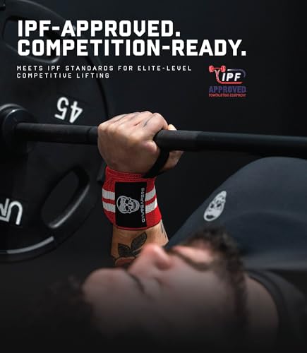Image of Gymreapers Weightlifting Wrist Wraps (IPF Approved) Professional Quality Wrist Support with Heavy Duty Thumb Loop - Best Wrap for Powerlifting Competition, Strength Training, Bodybuilding