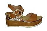 Zapatos Nieves Martín Doralatina 44023-5, sandalia en piel color cuero combinada con pitón, cuña, hebilla (numeric_40)