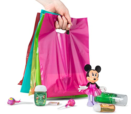 Image of Choice Marts 100 Multicolor Plastic Bags With Handles 9x12 Merchandise Bags