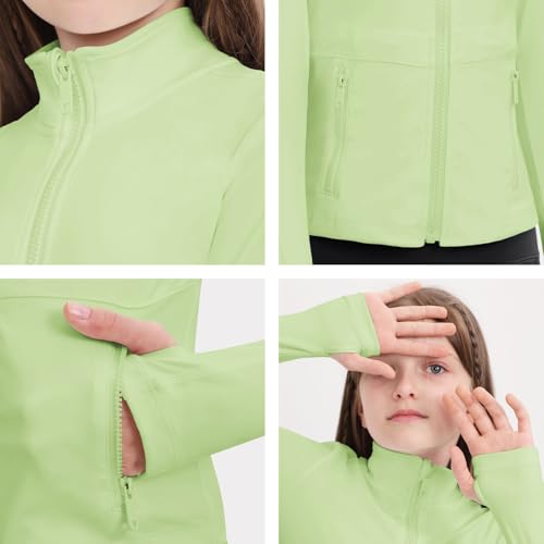 Image of B&GCozy Girls Zip Up Jacket Horse Riding Shirts Athletic Yoga Lightweight Jackets for Girl 6-15 Years