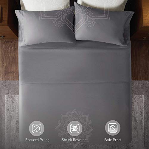 1000 Thread Count Luxury Cotton Bed Sheets | 4 Piece Queen Bed Sheets Cotton Set - Fitted, Flat Sheet & Pillowcases | Deep Pocket Stretches Up to 20 Inch to Easily Cover Large Mattress - Grey