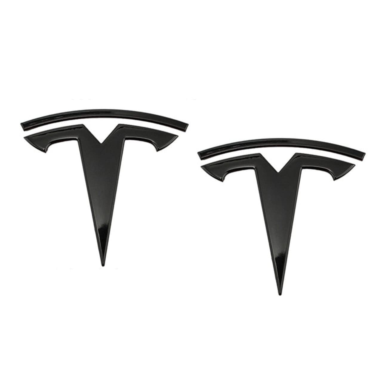 EVMIZE Tesla T Logo Emblem Set Front Rear Metal Model 3 Model Y Glossy Black (Model Y - Glossy Black)