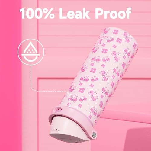 Image of 24 oz Insulated Water Bottle for Women: Meoky Stainless Steel Water Bottle with 2-in-1 Straw and Spout Lid - Leak Proof, Cold for 24 Hours, Fits in Car Cup Holder, BPA-Free for Sports Travel, Ribbonie
