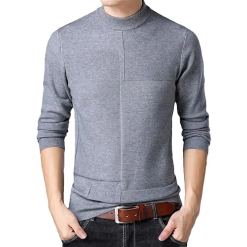 Men Long Sleeve Knit Sweater Solid Color Crew Neck Simple Casual Pullover Jumper Top