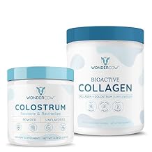 WONDERCOW Whole Colostrum Powder + Hyrdolyzed Collagen Peptides for Gut Health, Immune Support & Hair Skin & Nails Support